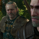 Vesemir and Geralt share a moment in The Witcher 3: The Wild Hunt.